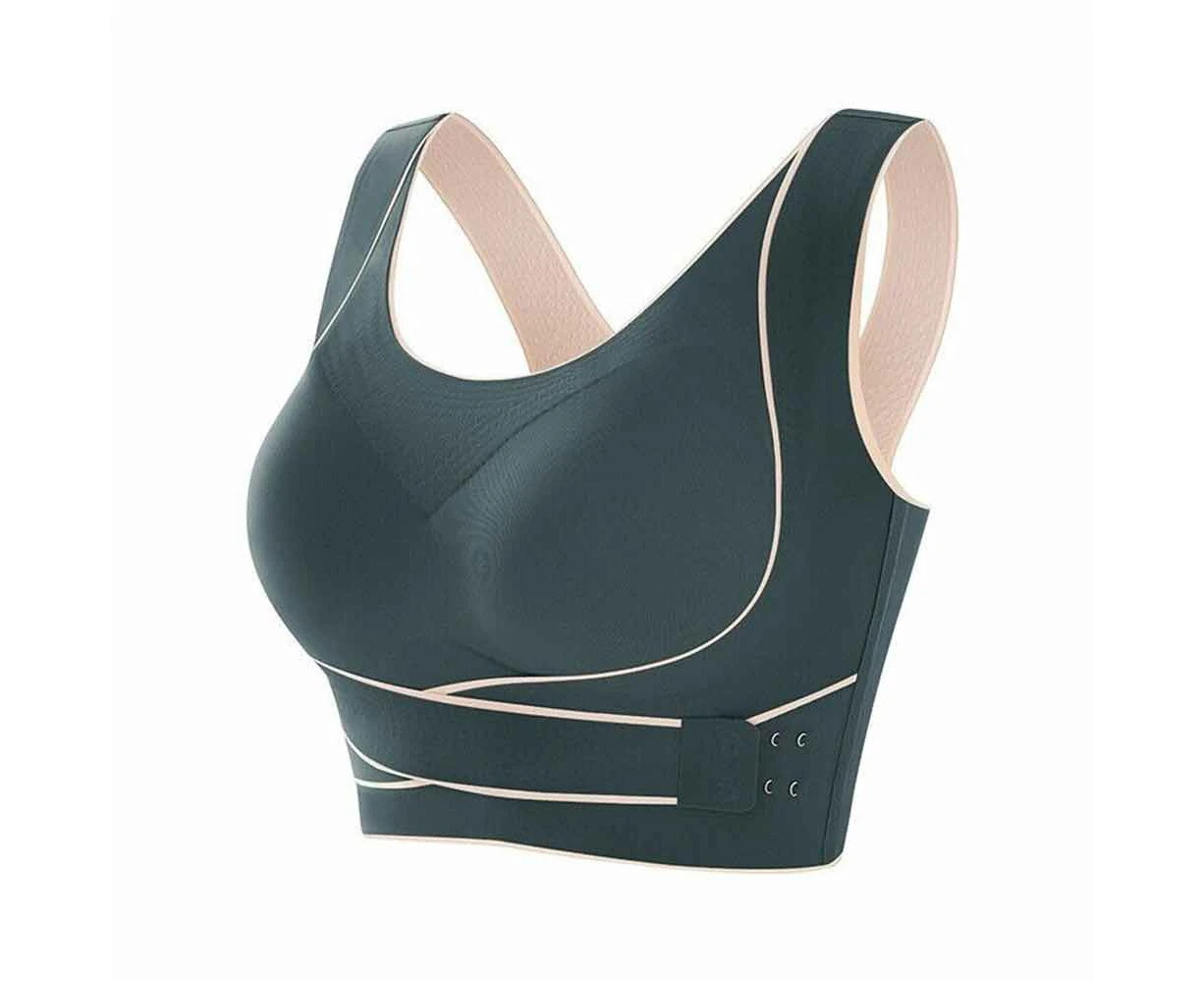 Women Comfy Corset Bra Sport Front Cross Seamless Smooth Liner Side Buckle Bra Skin color