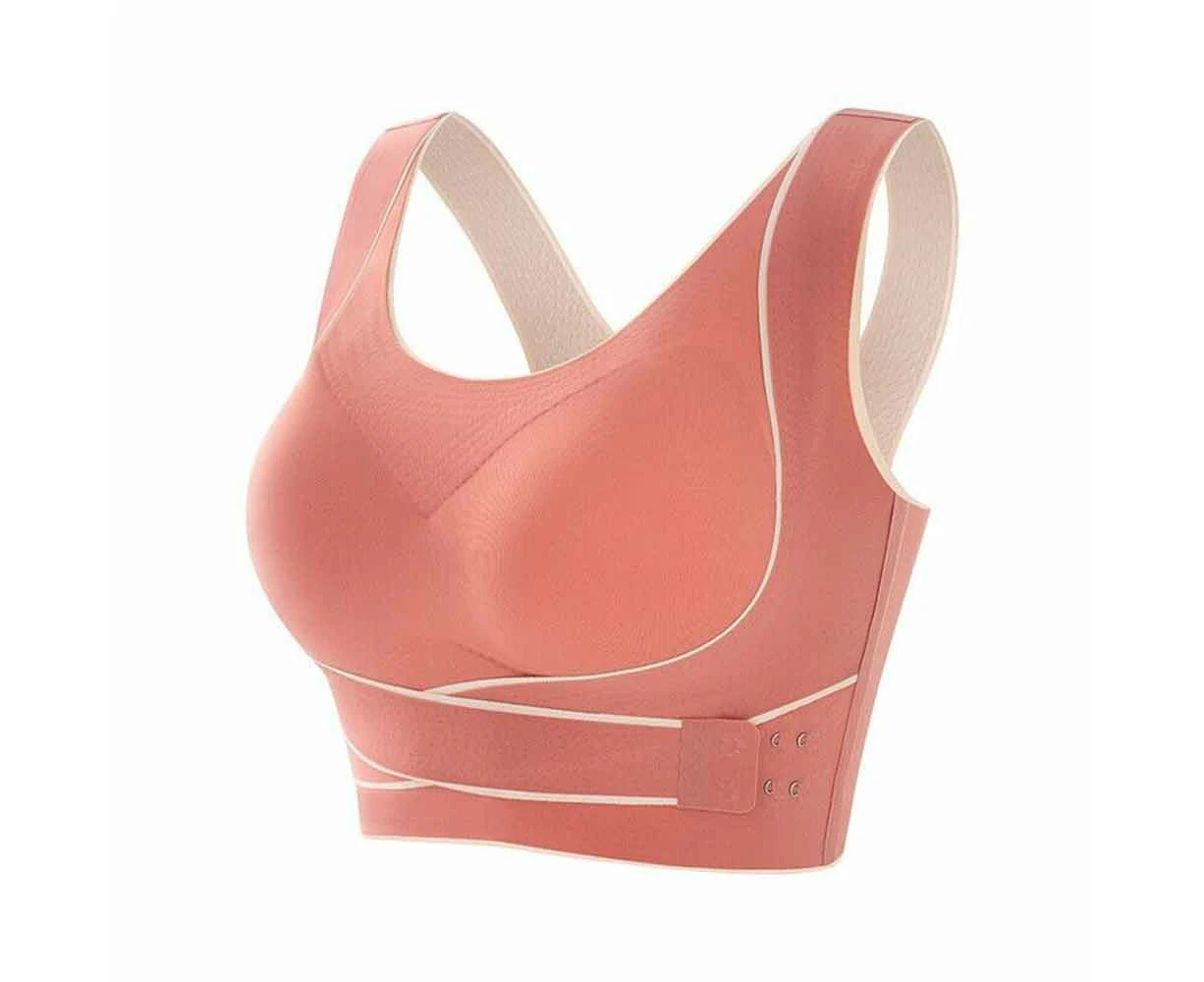 Women Comfy Corset Bra Sport Front Cross Seamless Smooth Liner Side Buckle Bra Skin color