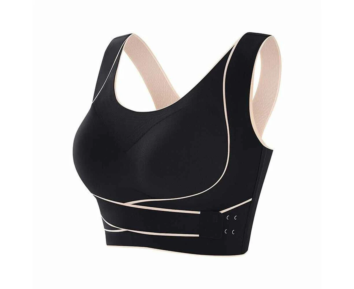 Women Comfy Corset Bra Sport Front Cross Seamless Smooth Liner Side Buckle Bra Skin color