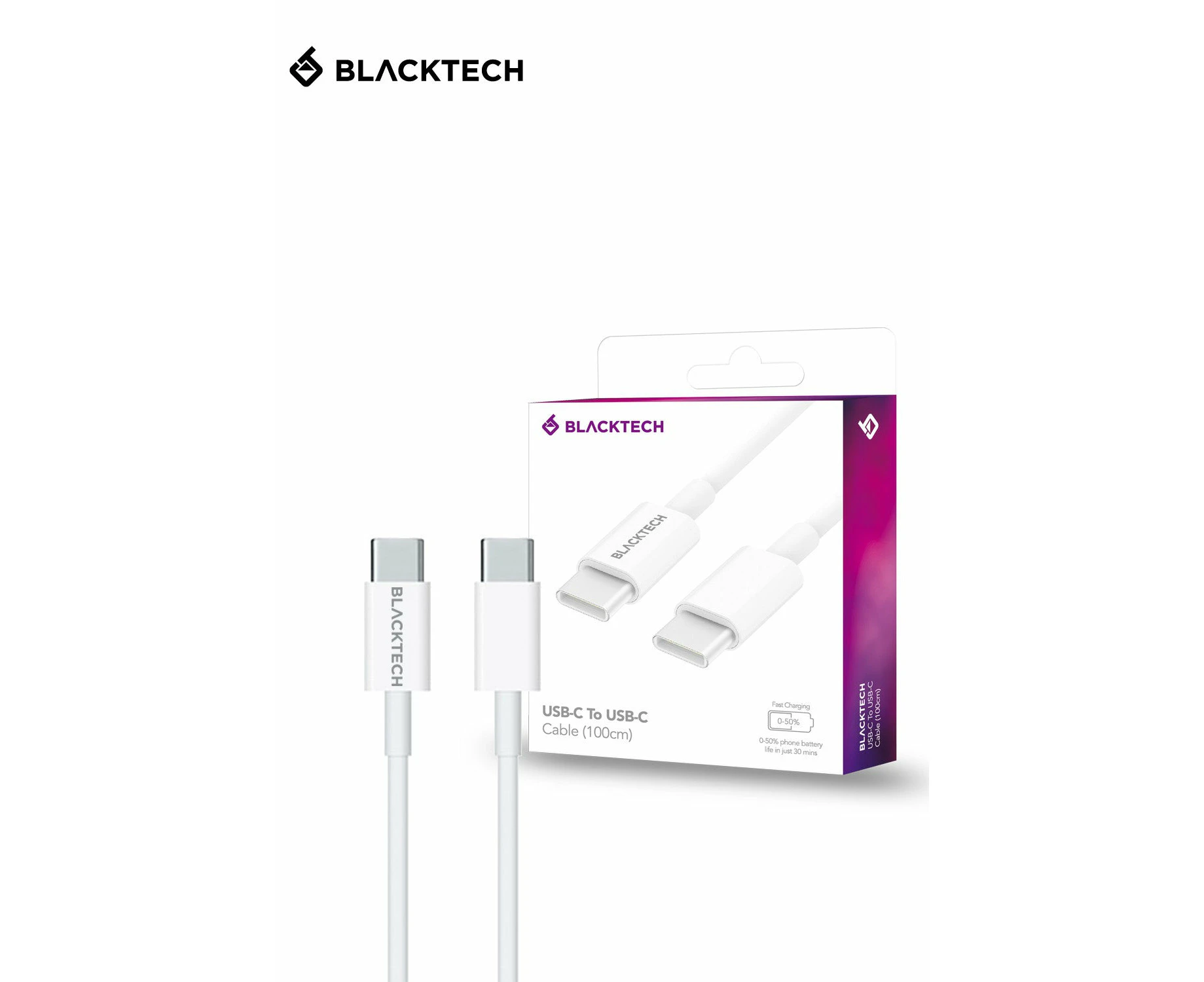 BLACKTECH USB-C To 8 pin Type C PD Fast Charging Cable Data Quality - USB-C To USB-C, 100 CM