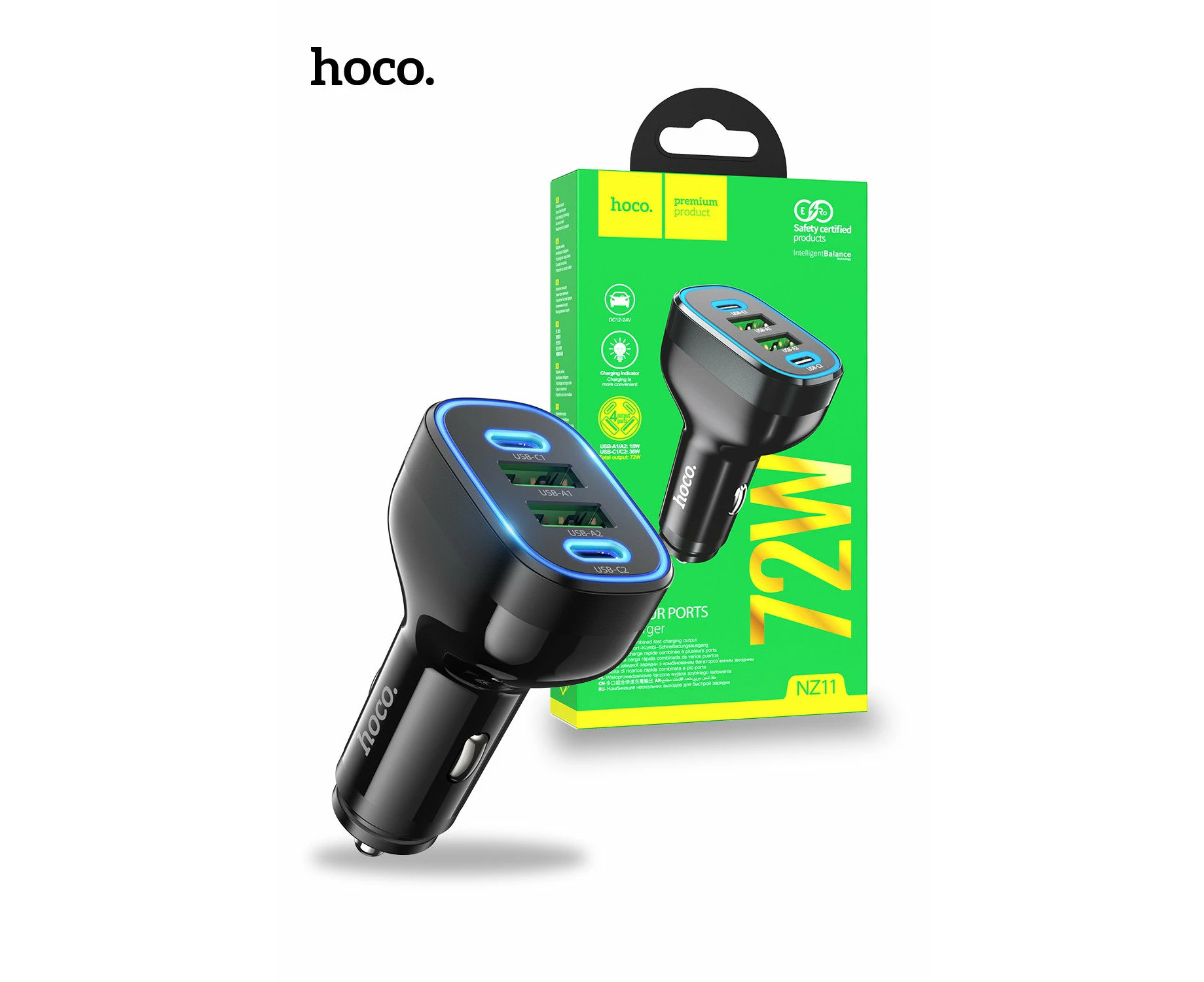 Hoco NZ11 Guide PD72W 2C2A Car Charger