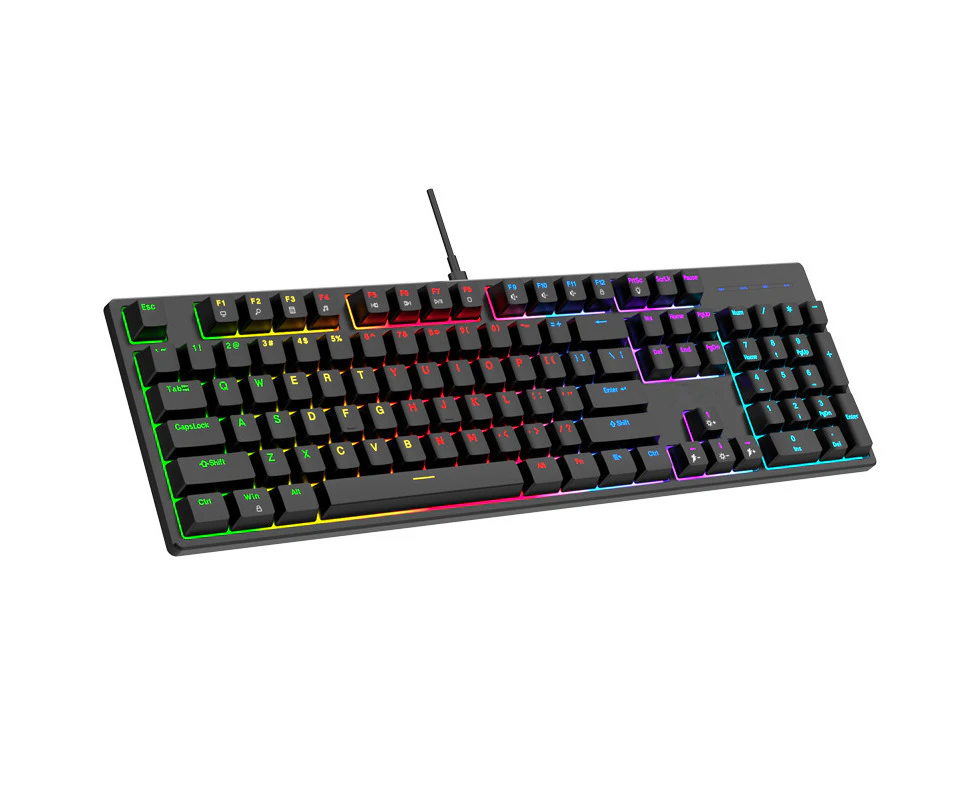 Wired Mechanical Keyboard, Green Axis 104Keys RGB Backlit Gaming Keyboard,Typec Interface Plug