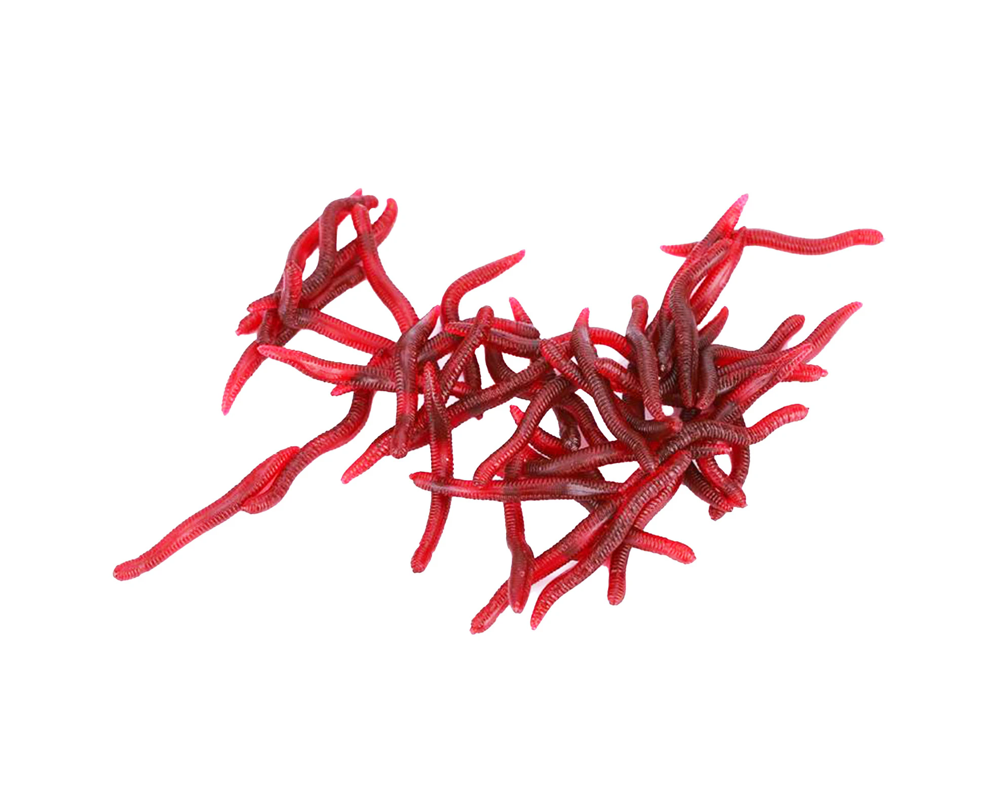 50Pcs 3.5cm Worm Bait Simulation High Elasticity Bite Resistant Angling Earthworm Bait Worms Artificial Lure Outdoor Fishing-Red 50pcs