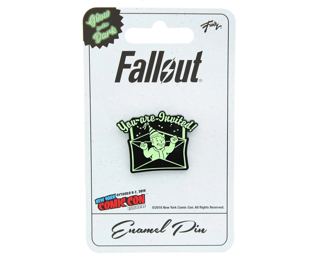 Fallout "You Are Invited" Glow In The Dark Enamel Collector Pin