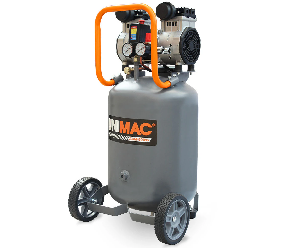 Unimac 2HP 50L Silent Oil-Free Portable Electric Air Compressor, Vertical, for Airtools, Tyre Inflation