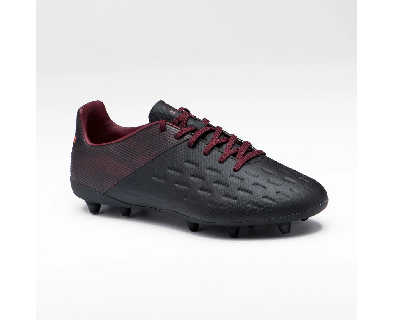 DECATHLON OFFLOAD Men's Moulded Dry Pitch Rugby Boots Advance R100 FG - Black/Burgundy