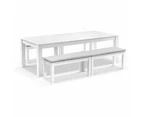 Santorini 2.5m Rectangle Aluminium Dining Table with 4 Bench Seats - Outdoor Aluminium Dining Settings - Charcoal