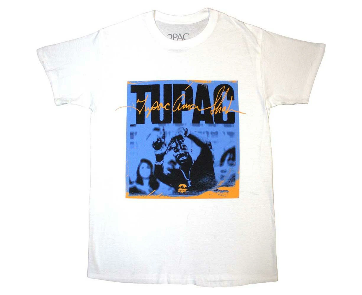 Tupac Shakur Unisex Adult LA Sign T-Shirt (White) - RO11188