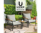 Livsip Outdoor Furniture Set Patio Sofa Lounge Chair and Table Waterproof UV-Resistant with 11cm Thickness Removable Cushions,Black