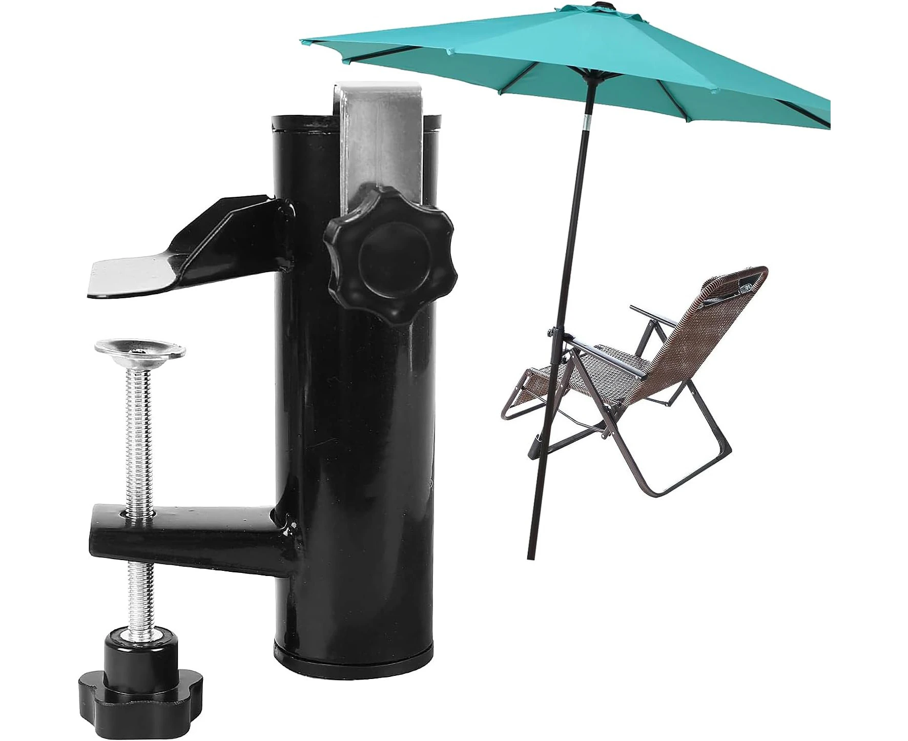 ROLMZJX Patio Umbrella Clamp Deck Umbrella Stand Bench Buddy Umbrella Holder Clamp, Fishing Umbrella Mount Fixed Clip,Attaches to Railing,Chair for Beach C