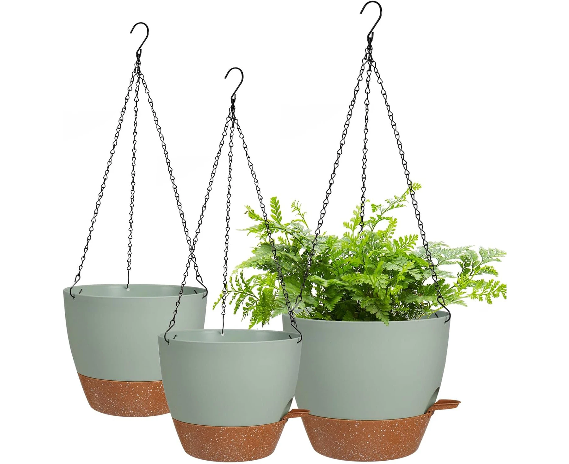 Lucieblessdesign 10/9/8 Inch Hanging Planter for Indoor Outdoor Plants, 3 Pack Self-Watering Hanging Pot with Drainage Holes Hanging Planter Baskets Plant