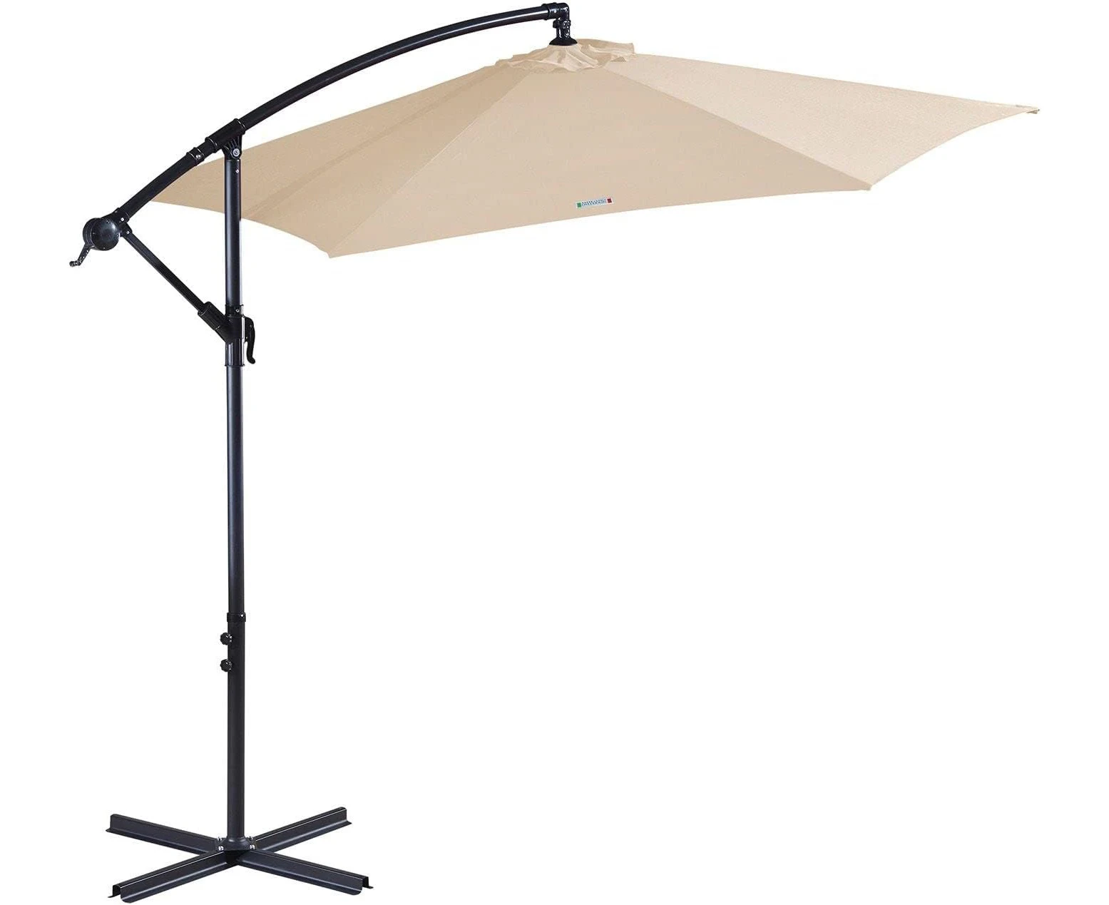 Milano Umbrella Outdoor 3M X 2.5M Powder Coated Steel Frame Weather UV Resistant 160GSM Polyester Fabric Cover Crank Operation (3 x 2.5m, Beige)