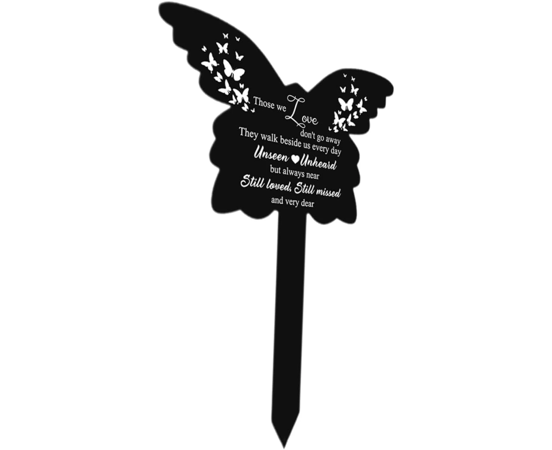 Yardenfun Courtyard Memorial Stake graveside Decorations for Cemetery Outdoor Plug-in Decorations Commemorate Plaque Memorial Butterfly Stake Flowerpot