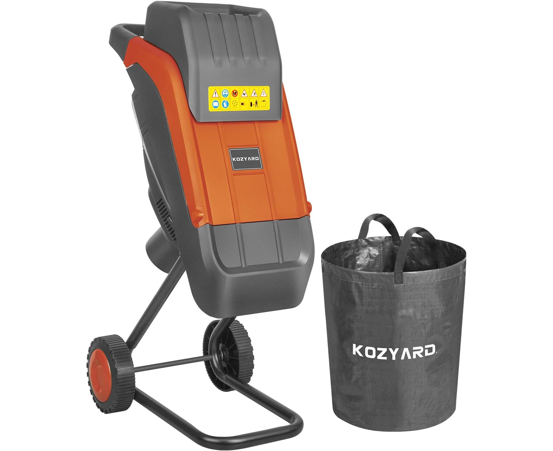 KOZYARD 2400W Electric Wood Chipper Powerful Garden Leaf Tree Branch Shredder Multi-Purpose Branch Shredder Mulcher Max Cutting Diameter 45mm, w/ 50L Colle