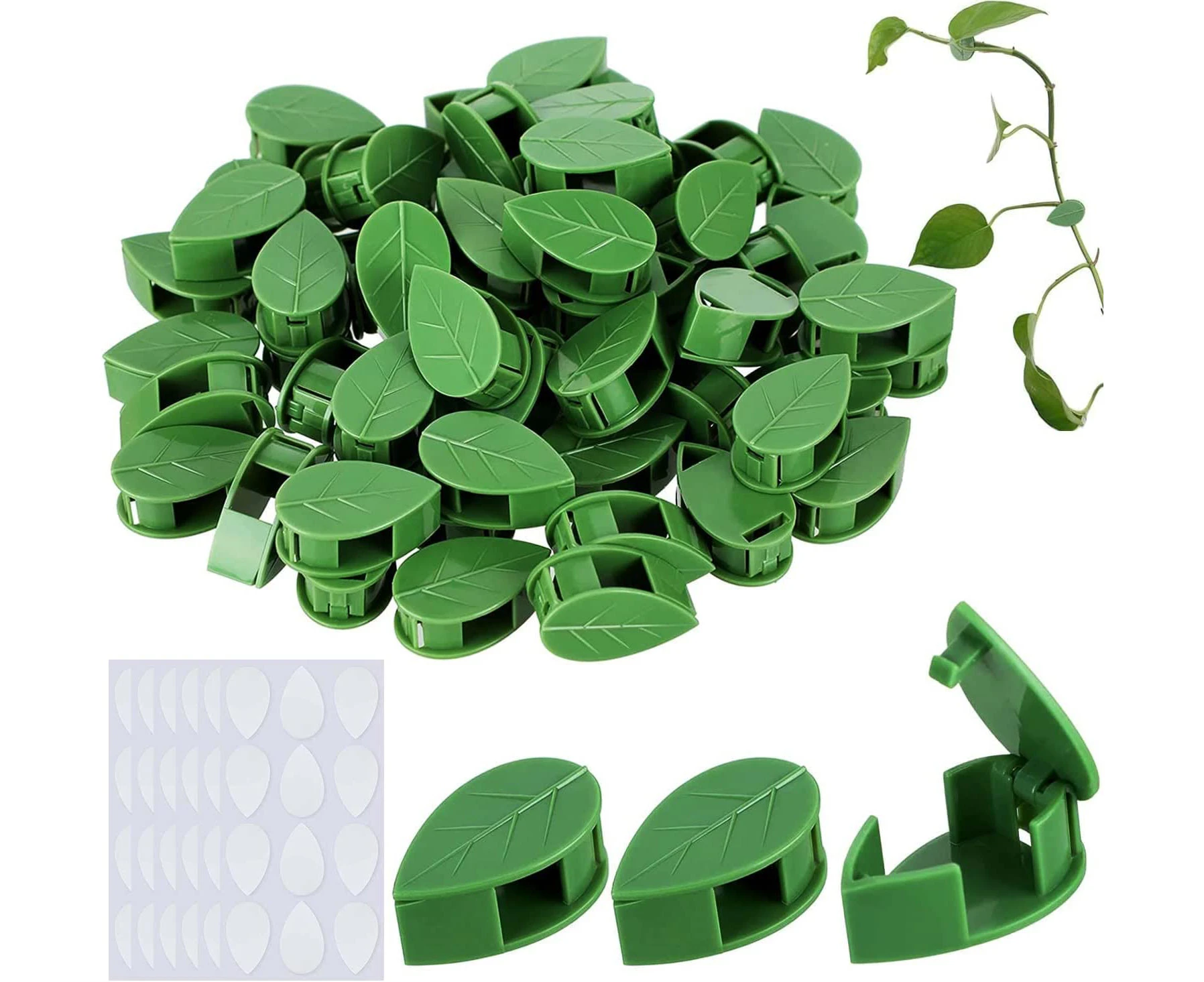 Plant Clips for Climbing Plants,50 Pieces Plant Climbing Wall Fixture Clips with 60 Pieces Acrylic Adhesive Sticker Plant Invisible Wall Vines Fixing Clips