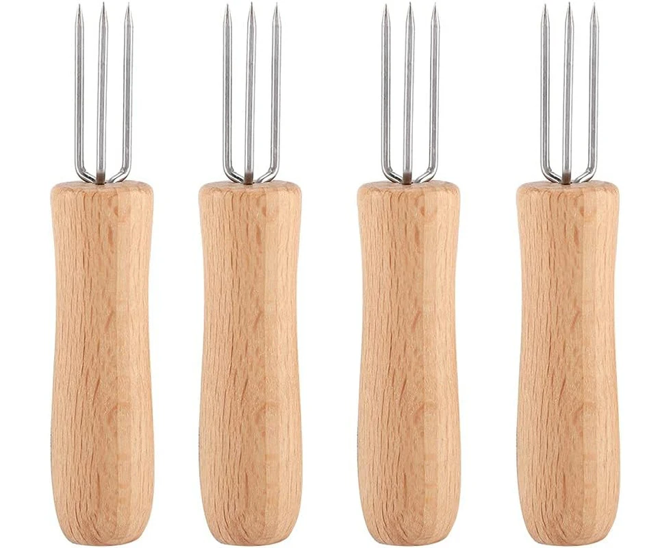 Corn Cob Holders, Stainless Steel Solid BBQ Fork Multifunctional for Barbecues Parties Families for Home Cooking Camping