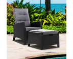 Gardeon Recliner Chair Wicker Sun Lounger Reclining, Outdoor Lounge Setting Patio Furniture Backyard Garden Indoor Armchair Sofa, with Ottoman Cushions Adj