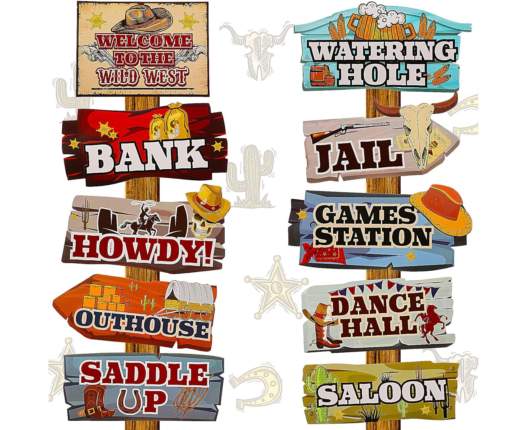 20 Pieces Western Party Directional Sign Western Cowboy Theme Wild West Party Large Yard Sign Cowboy and Cowgirl Party Decor Welcome Yard Outdoor Wall Sign