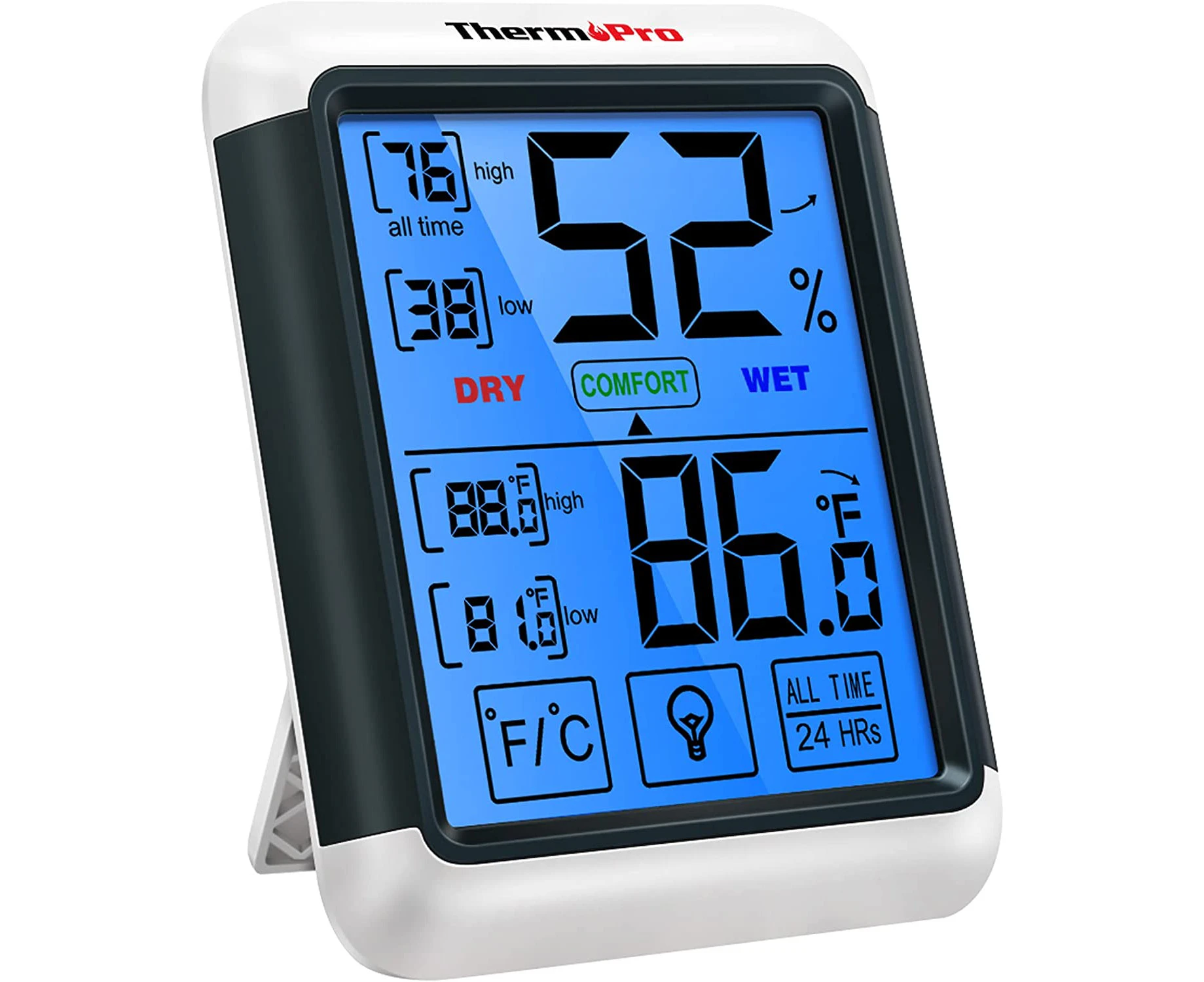 ThermoPro TP55 Digital Hygrometer Indoor Thermometer Humidity Gauge with Jumbo Touchscreen and Backlight Temperature Humidity Monitor