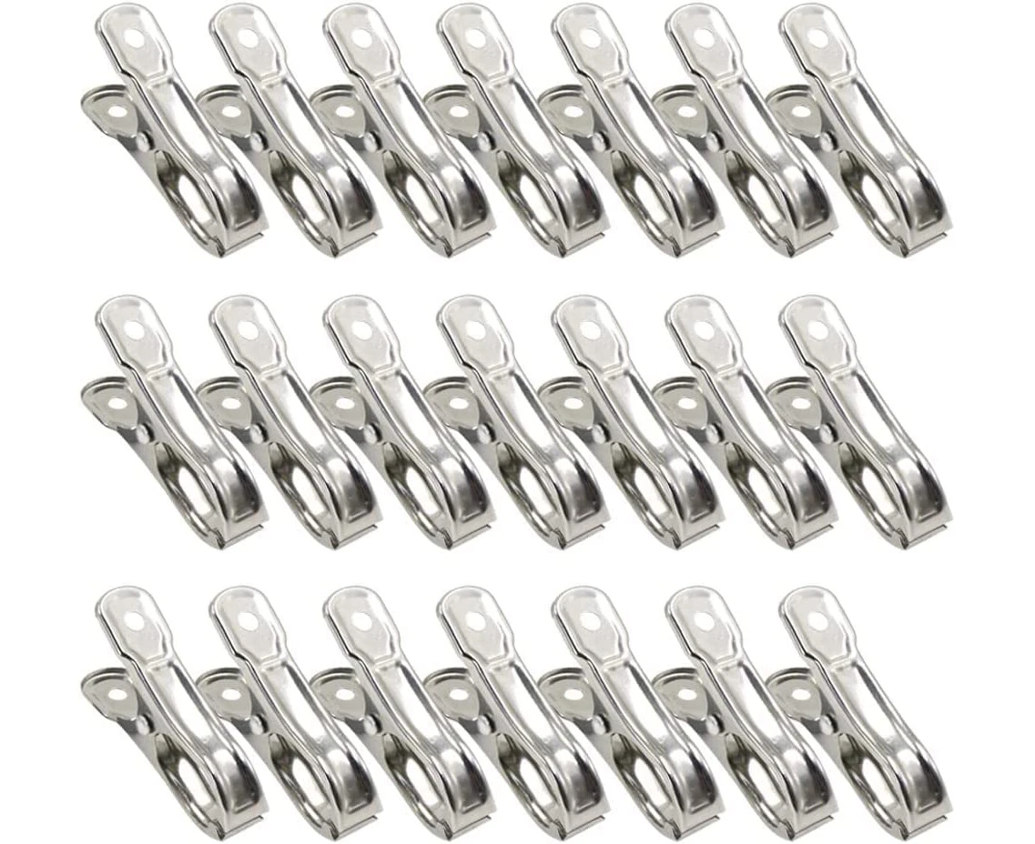 20Pcs Stainless Steel Greenhouse Clamps Garden Clips Greenhouse Clips Heavy Duty Garden Clip,Stainless Steel Clothes Pins Towel Clip,Film Row Cover Netting