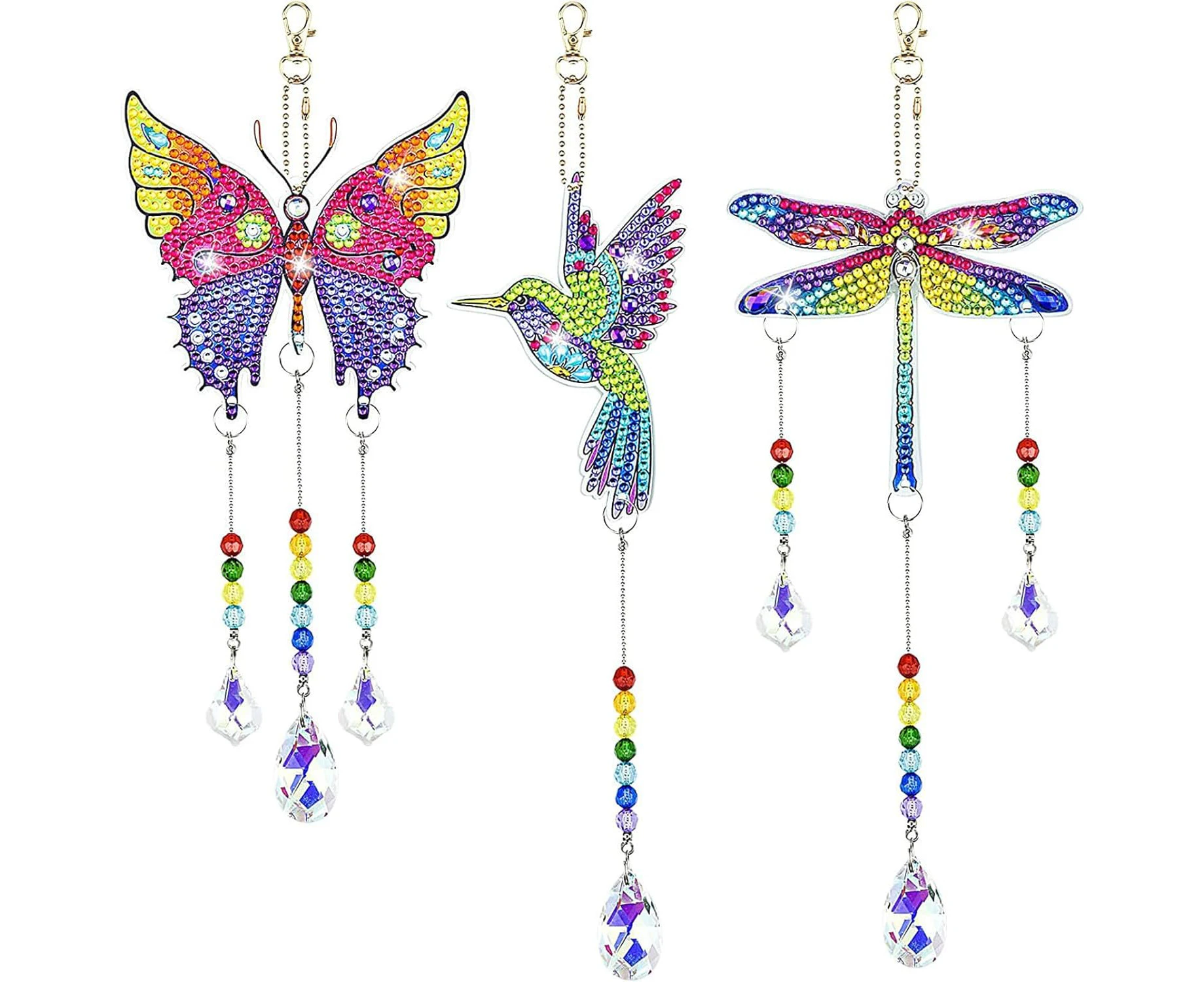 5D Diamond Painting Toys Wind Chimes， Rhinestone Wind Chime Crystal Light Catching Hanging Pendant Crafts Decor