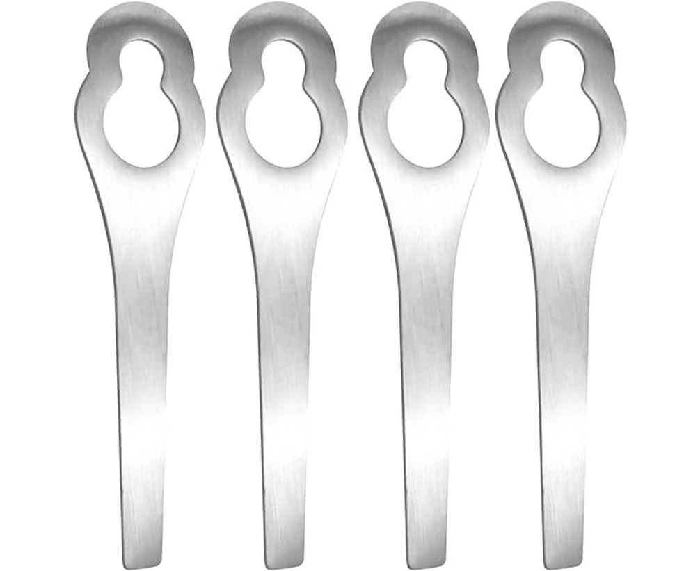 LALOCAPEYO 4 Pack Lawn Mower Metal Blades Stainless Steel Trimmer Head Parts Replacement Blades Cordless for Lawn Mowers Clearing Grass Polycut Trimmer Hea