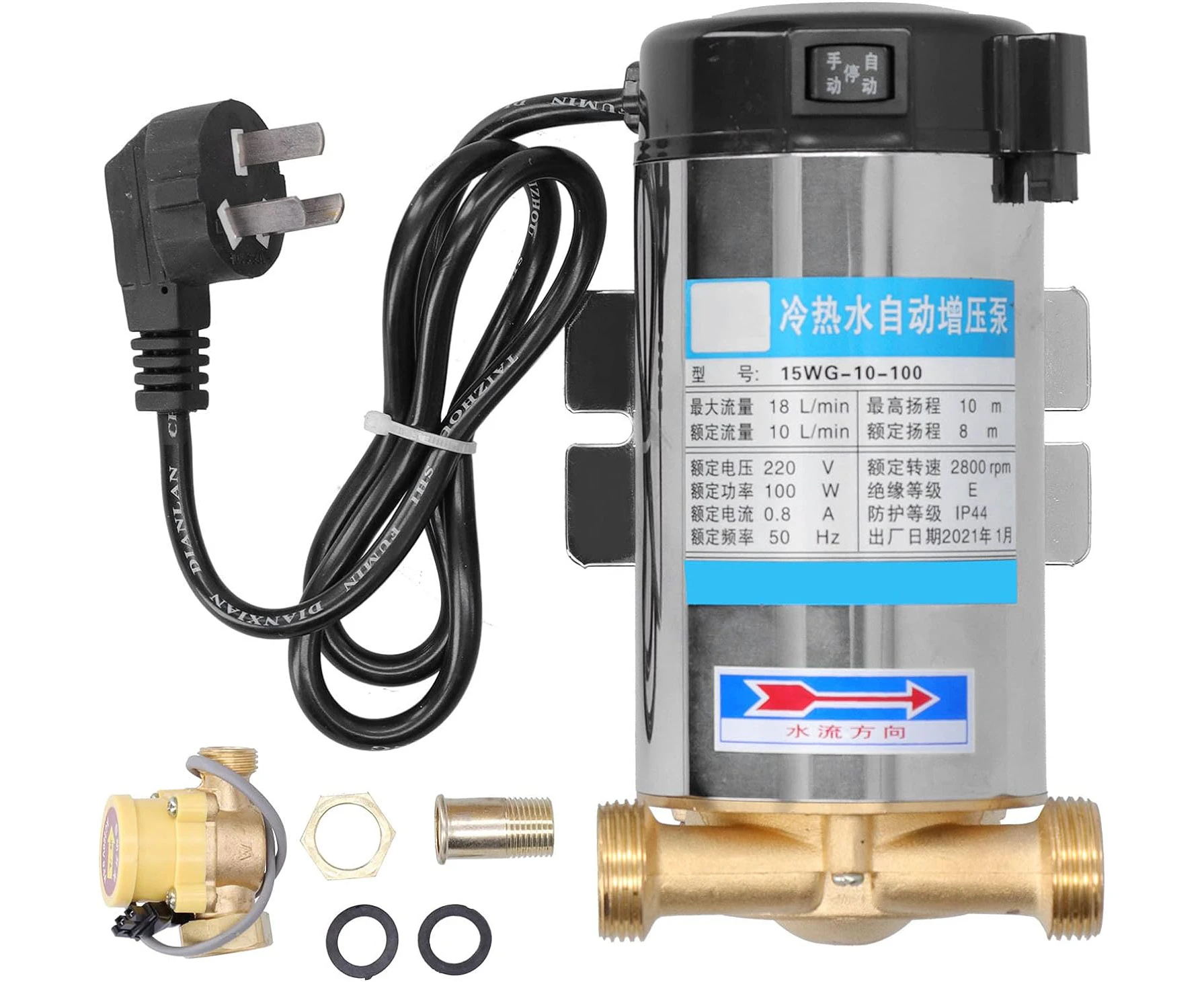 Water Pressure Booster Pump, 100W Quiet Automatic Booster Water Pump, G1in Professional Home Booster Pump for Home Water Boosting, Roof Pool, Household Wat