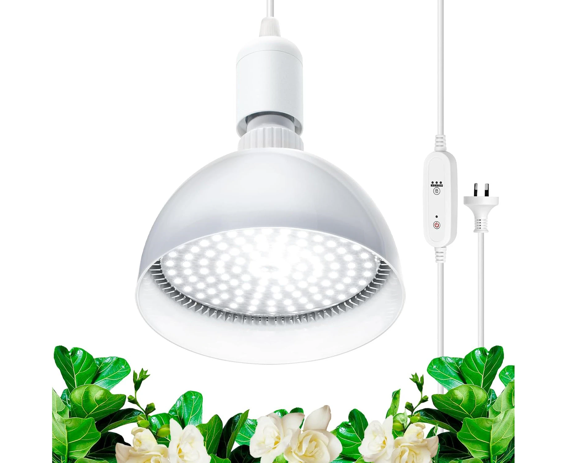 Barrina Grow Light for Indoor Plants, 25W Full Spectrum LED Grow Light Bulb with Timing and Hanging System, 4H/9H/14H Timer, Grow Lamp for Seedlings Growin