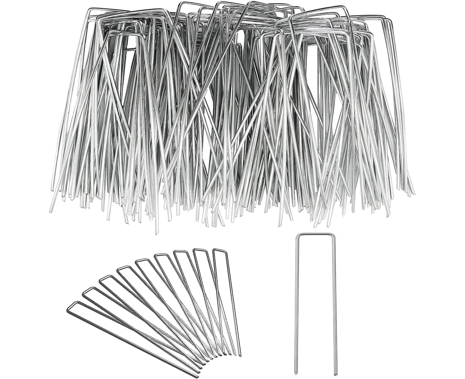 100PCS Garden Stake/Turf U Pins Garden Landscape Staple ，Securing Garden Ground U-Type Turf Staples for Securing Fences Weed Barrier, Landscape Staples for