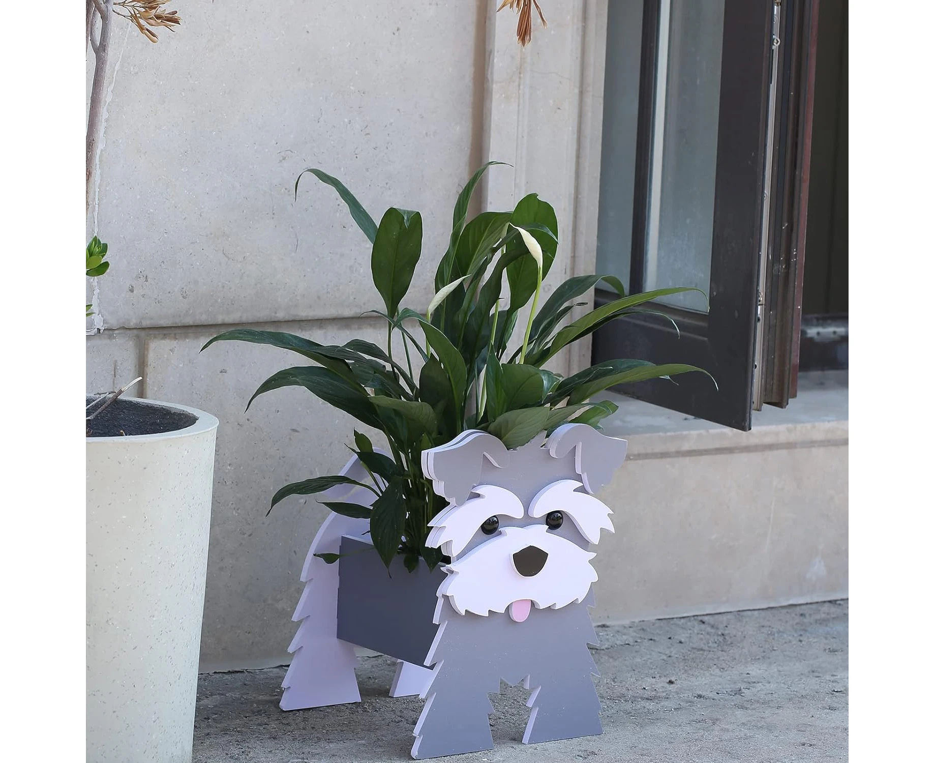 Gochoi Schnauzer Gifts for Women,Schnauzer Dog Planter Plant Pot,Cute Dog Flower Pots for Outdoor Garden Decoration,Schnauzer Plant Container Holder Office