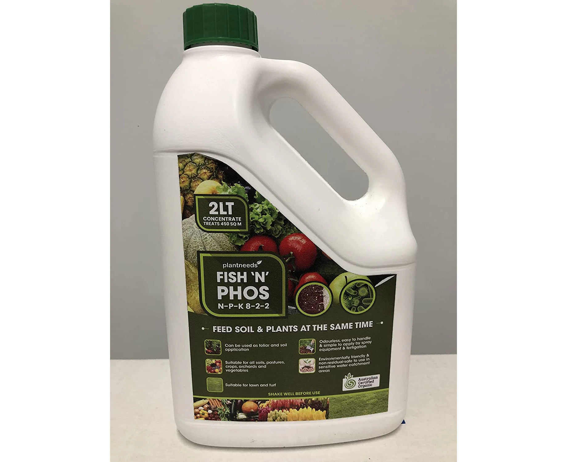 Fish N Phos 2 L - Emulsified Liquid Fish Fertiliser | NPK 8-2-2 | Australian Certified Organic | Fish Emulsion Liquid Fertiliser | Nitrogen Fertiliser for