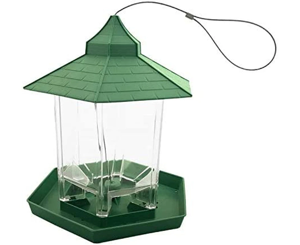 skycabin Green Hanging Wild Bird Feeder Seed Container Hanger for Garden Yard Decoration and Kids Wild Bird Feeder Kits