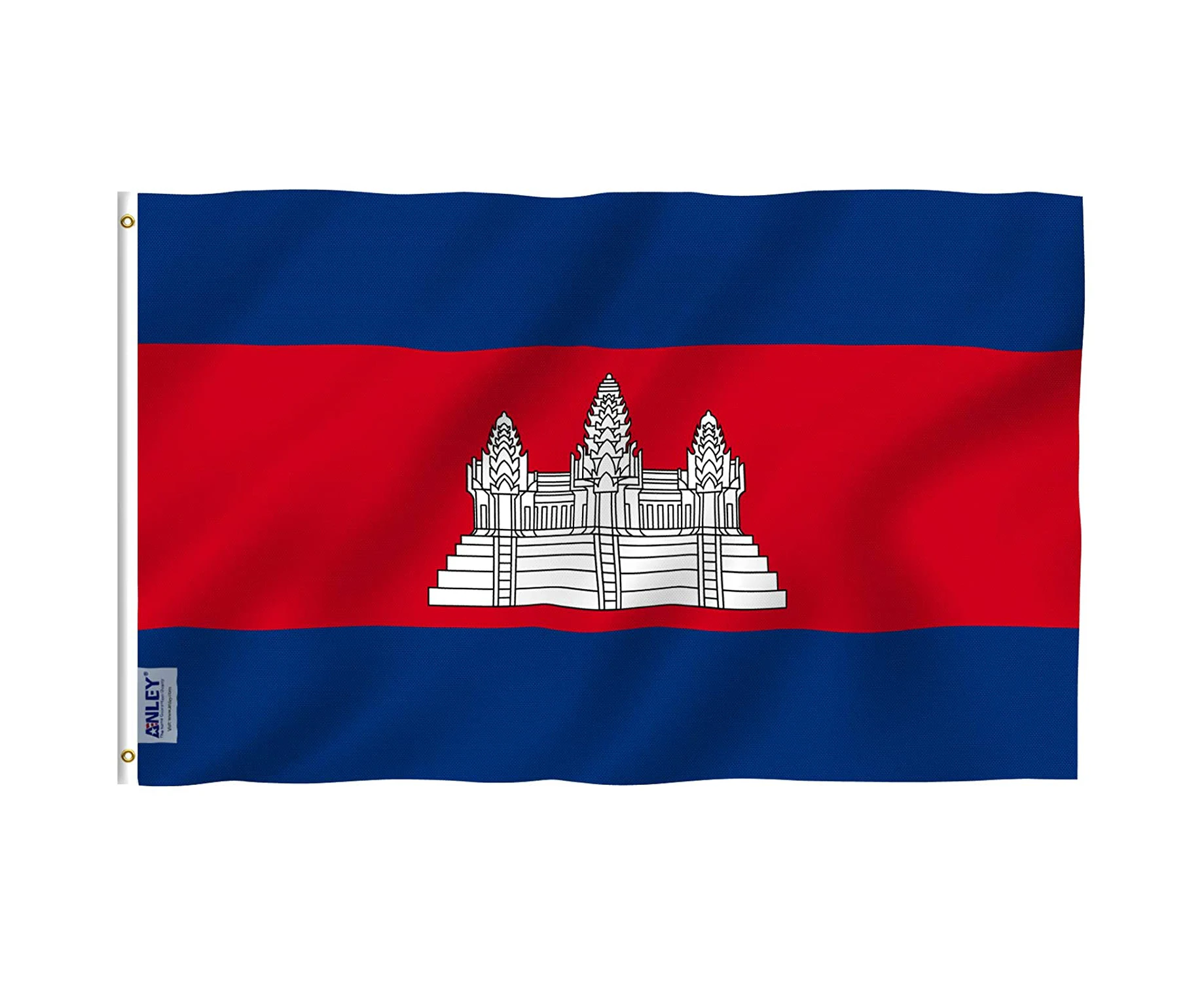 ANLEY Fly Breeze 3x5 Feet Cambodia Flag - Vivid Color and Fade Proof - Canvas Header and Double Stitched - Kampuchea Flags Polyester with Brass Grommets 3