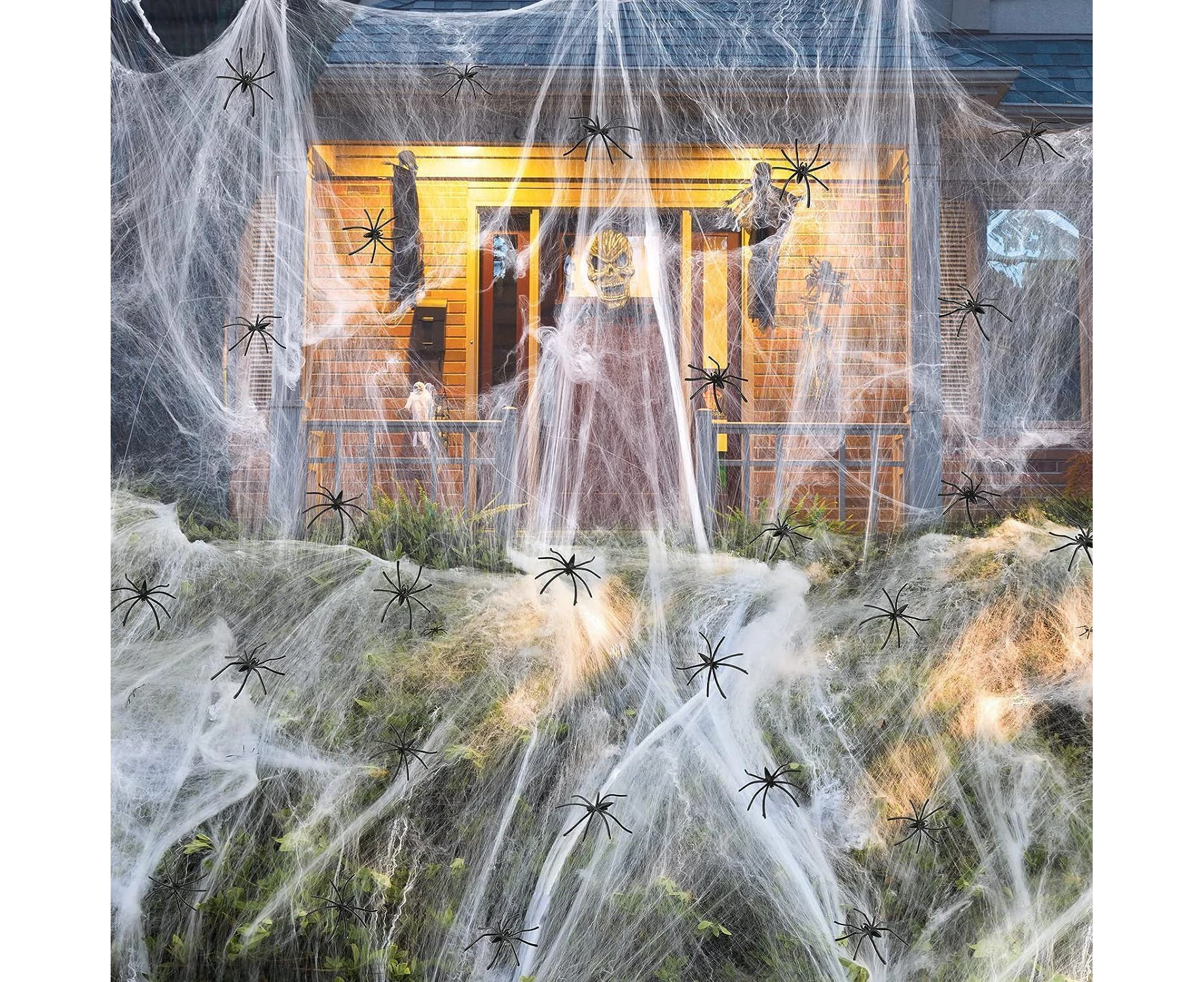 AUTOWT 1076sqft/100sqm Halloween Spider Webs Decorations with 100 Extra Fake Spiders, Super Stretchy Cobwebs for Haunted House Bar Halloween Party Decor In