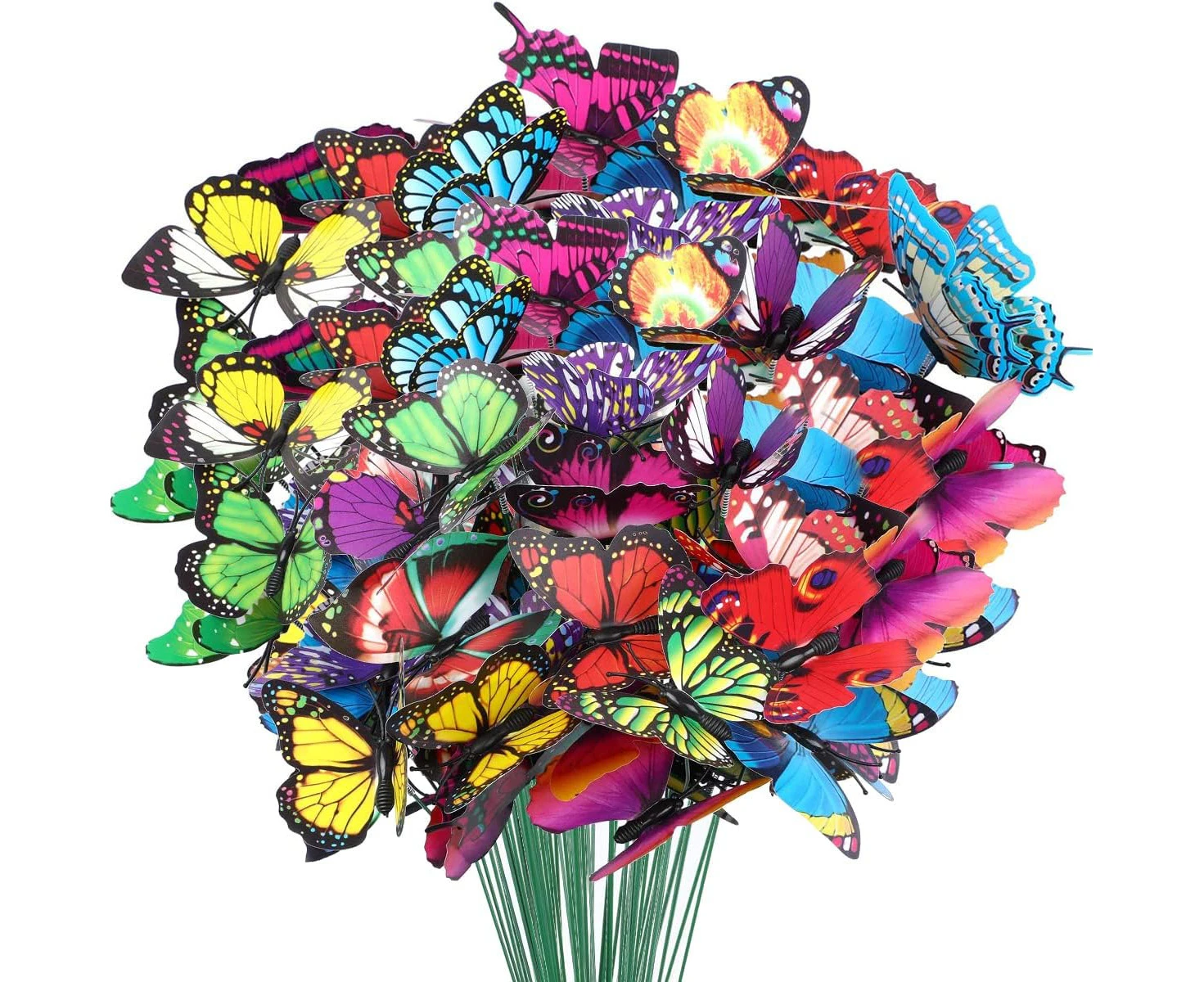 50 Pieces Double Layer Butterfly Stakes Garden Decor Garden Stakes Indoor/Outdoor Art Butterfly Ornaments for Yard Patio Plant Pot Flower Bed Home Decorati