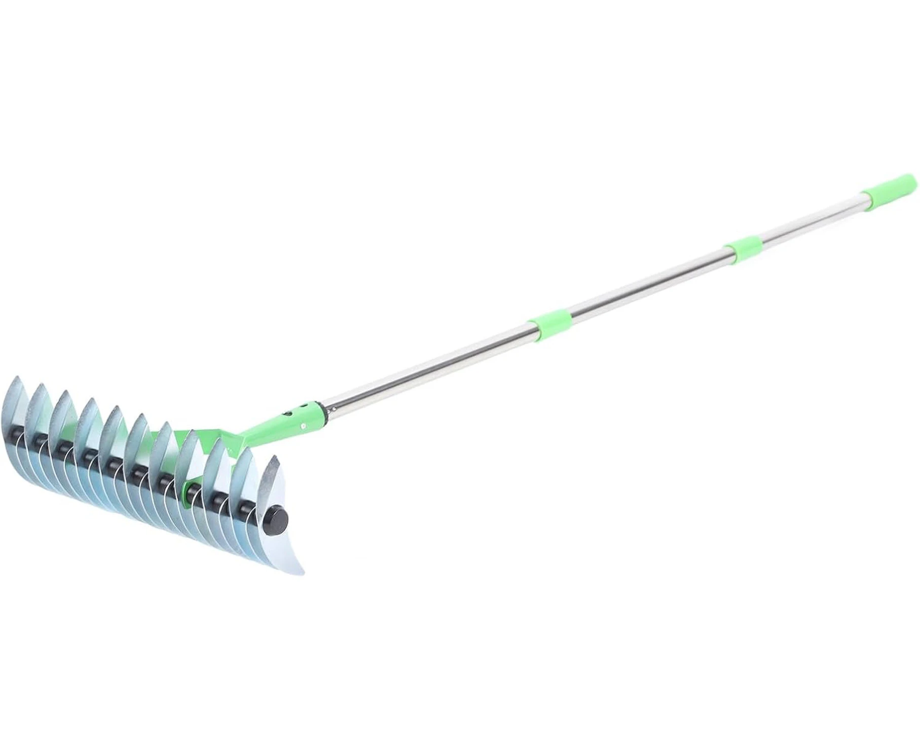 Thatch Rake, Sturdy Stainless Steel Dethatcher with Curved Tines, Lawn Thatching Rake Bow Rake Lawn Rake with Ergonomic Handle, Grass Grooming Rake for Yar