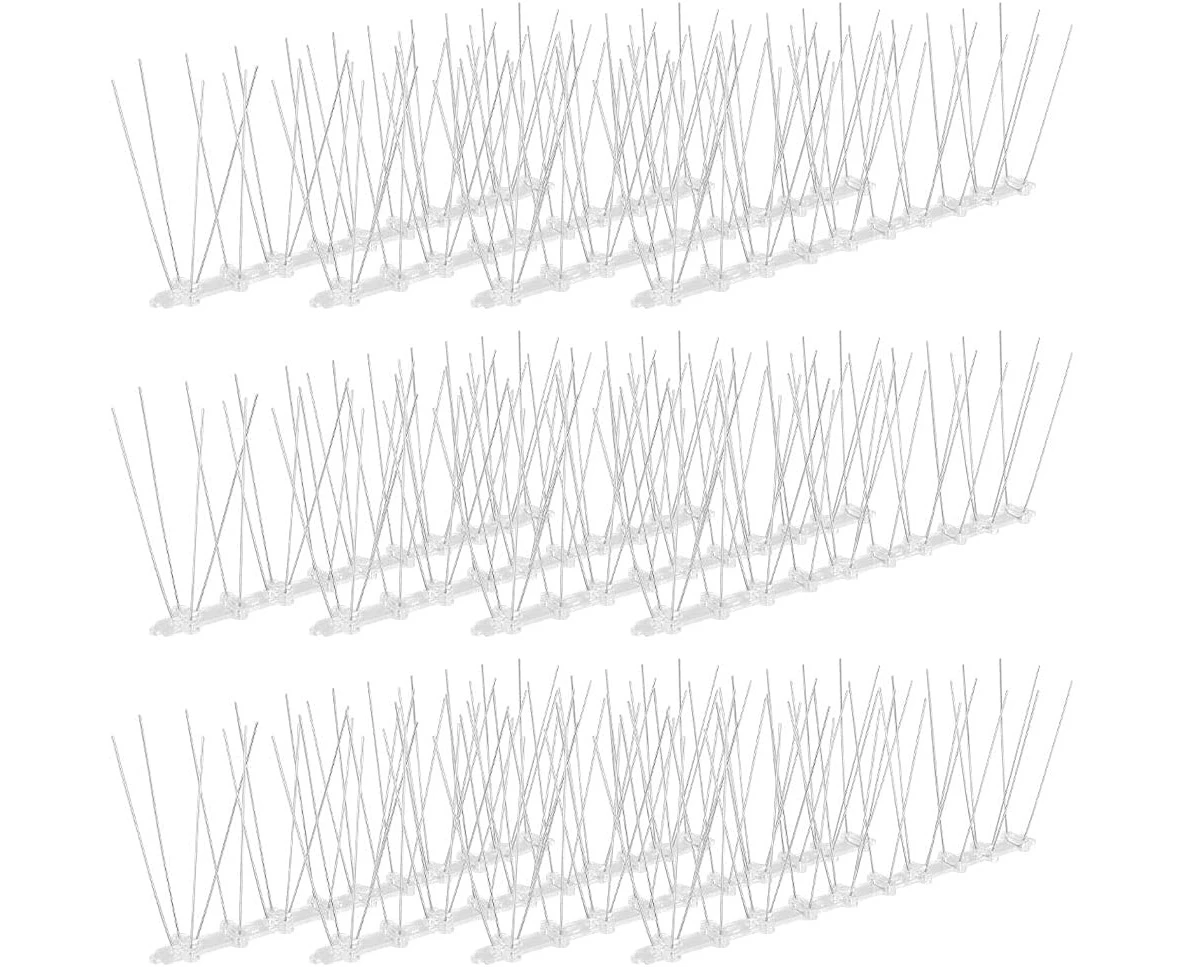 10PCS Bird Spikes with Stainless Steel Base, Durable Bird Repellent Spikes Arrow Pigeon Spikes Fence Kit for Deterring Small Bird, Crows and Woodpeckers