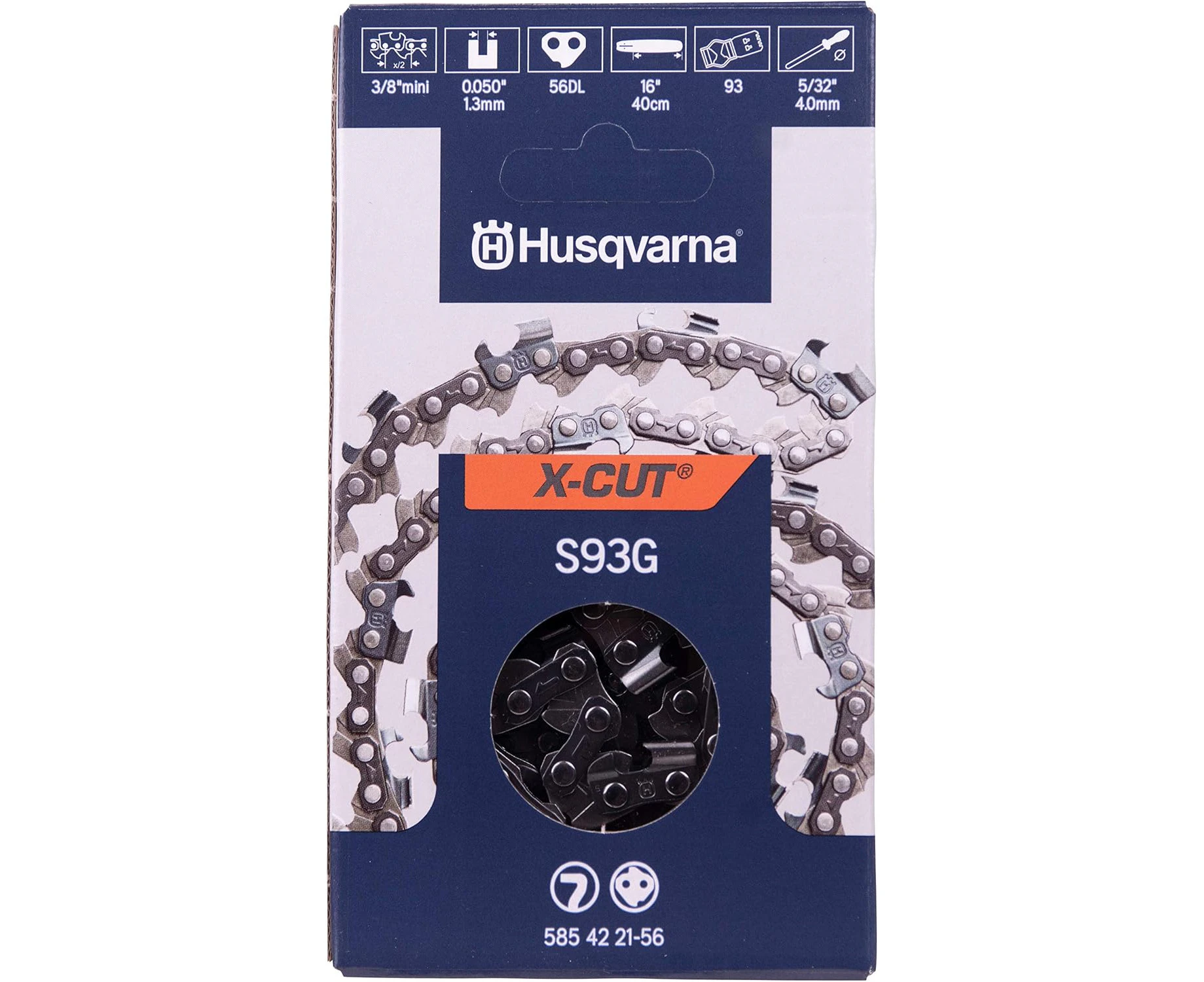 Husqvarna 585422156 S93G-56 Chains, 16 inches, Orange/Gray