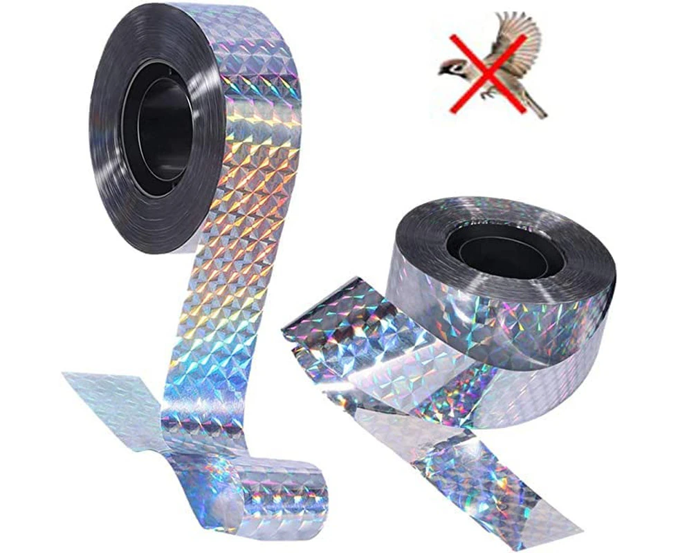 Bird Scare Tape, 2 Rolls 50m Bird Scare Ribbon Reflective Flash Tape Woodpecker Pigeon Deterrent Repellent Devices Tape Keep Birds Away Outdoor