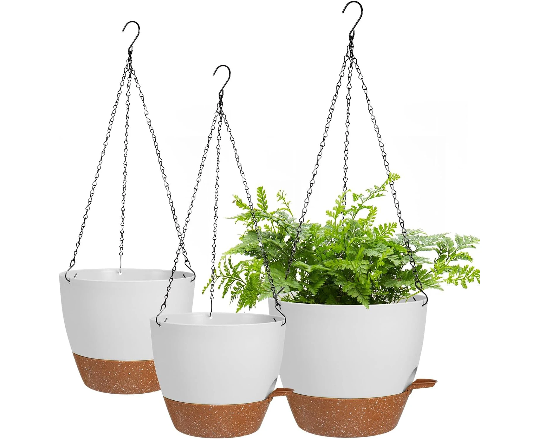 Lucieblessdesign 10/9/8 Inch Hanging Planter for Indoor Outdoor Plants, 3 Pack Self-Watering Hanging Pot with Drainage Holes Hanging Planter Baskets Plant