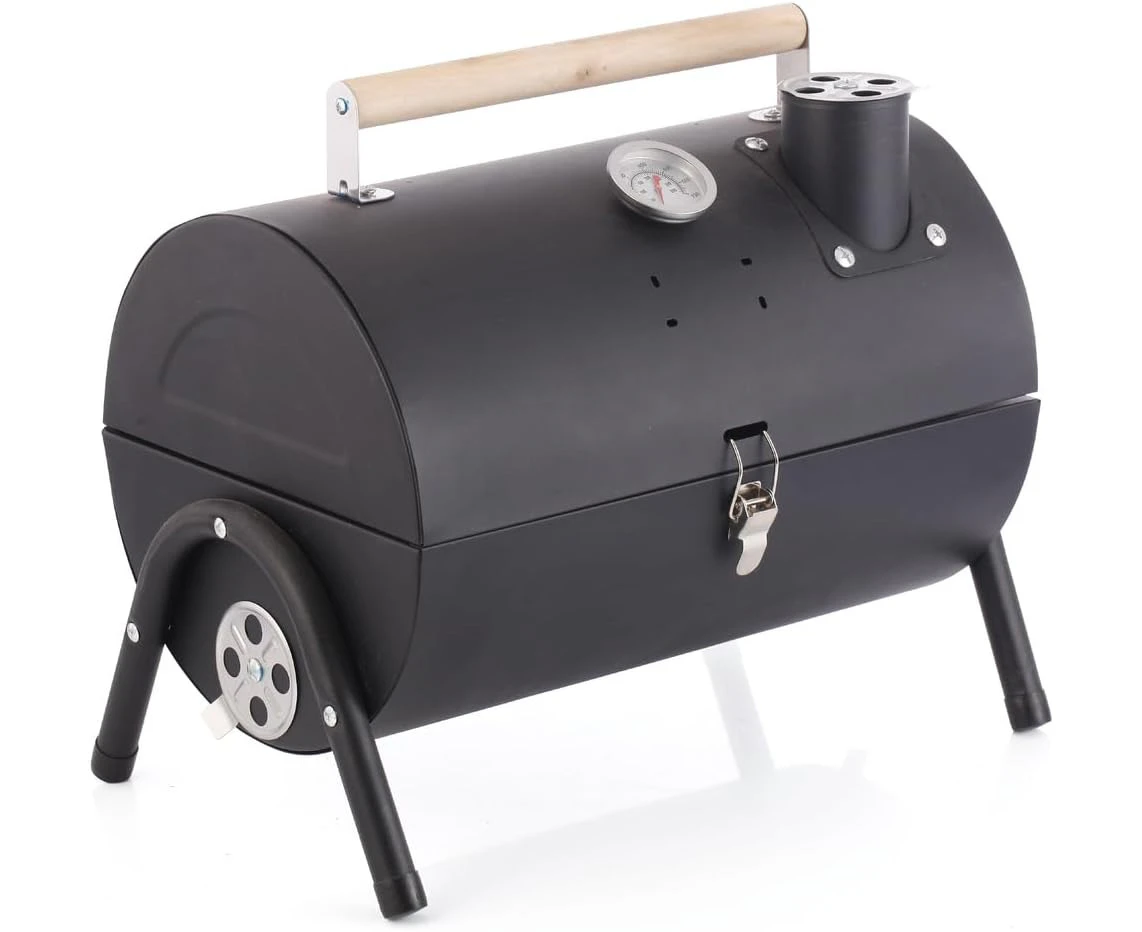 Healthy Choice Hacienda Charcoal Grill: Efficient Heat Distribution, Temperature Gauge, Powder-Coated Firebox & Legs, Chrome-Plated Grill. Precise Control