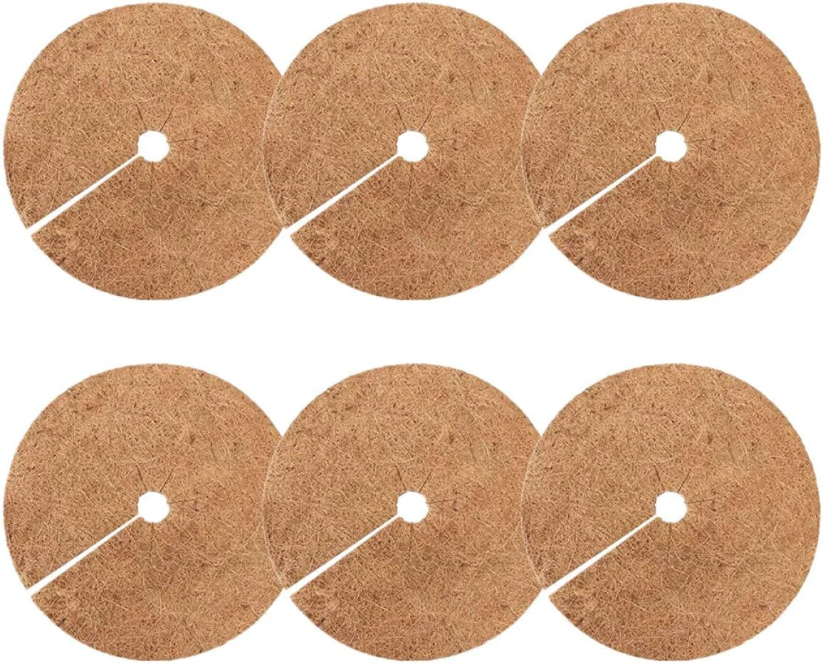 Milisten 6pcs Flower Pot Coir Mat Mulch Tree Ring Palm Mat Ring Protector Cork Coasters Fiber Bedding Building Fiber Coir Fiber Tree Rings Tree Round Mulch