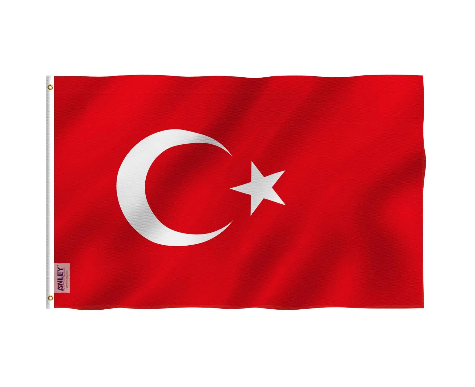 ANLEY Fly Breeze 3x5 Foot Turkey Flag - Vivid Color and UV Fade Resistant - Canvas Header and Double Stitched - Turkish Flags Polyester with Brass Grommets