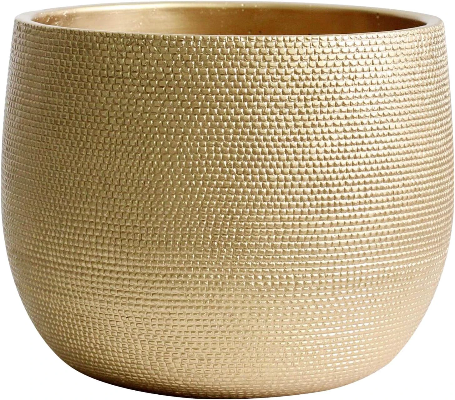 Olly & Rose Barcelona Ceramic Plant Pot Large 10 inch - 25cm Gold Flower Pots - Indoor & Outdoor Planters Garden and Home Decor (Gold)