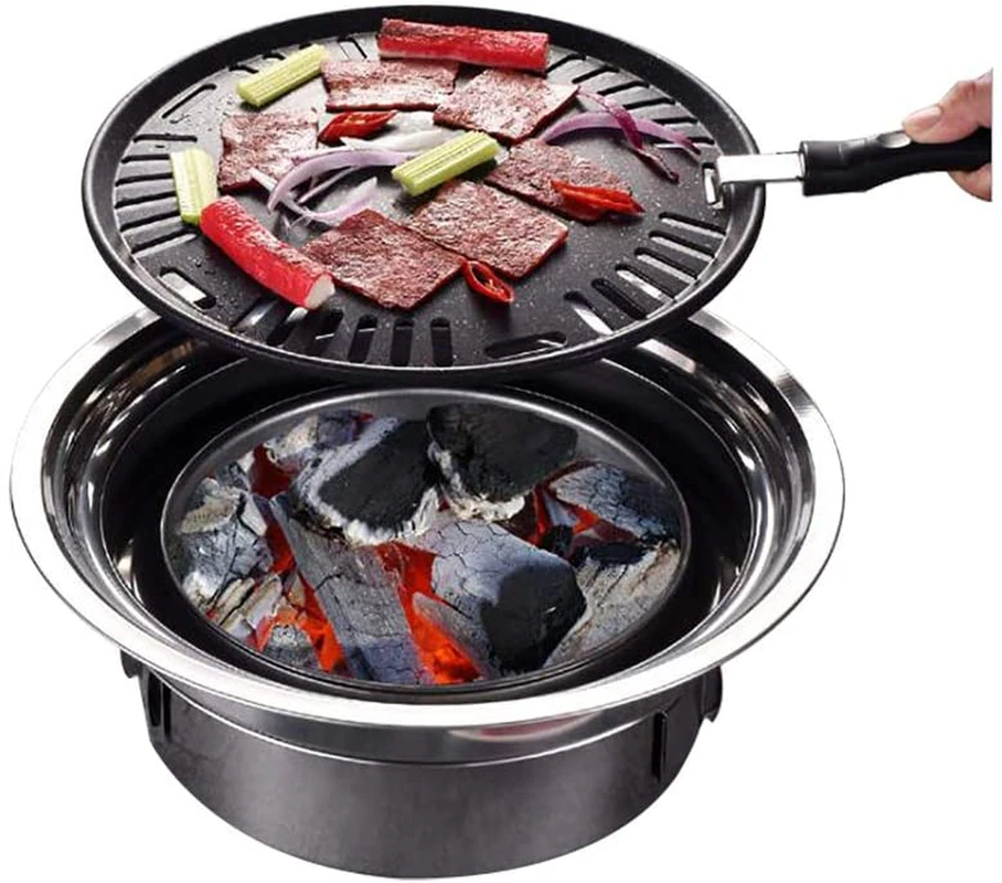 Primst Multifunctional Charcoal Barbecue Grill, Household Korean BBQ Grill, Portable Camping Grill Stove, Tabletop Smoker Grill