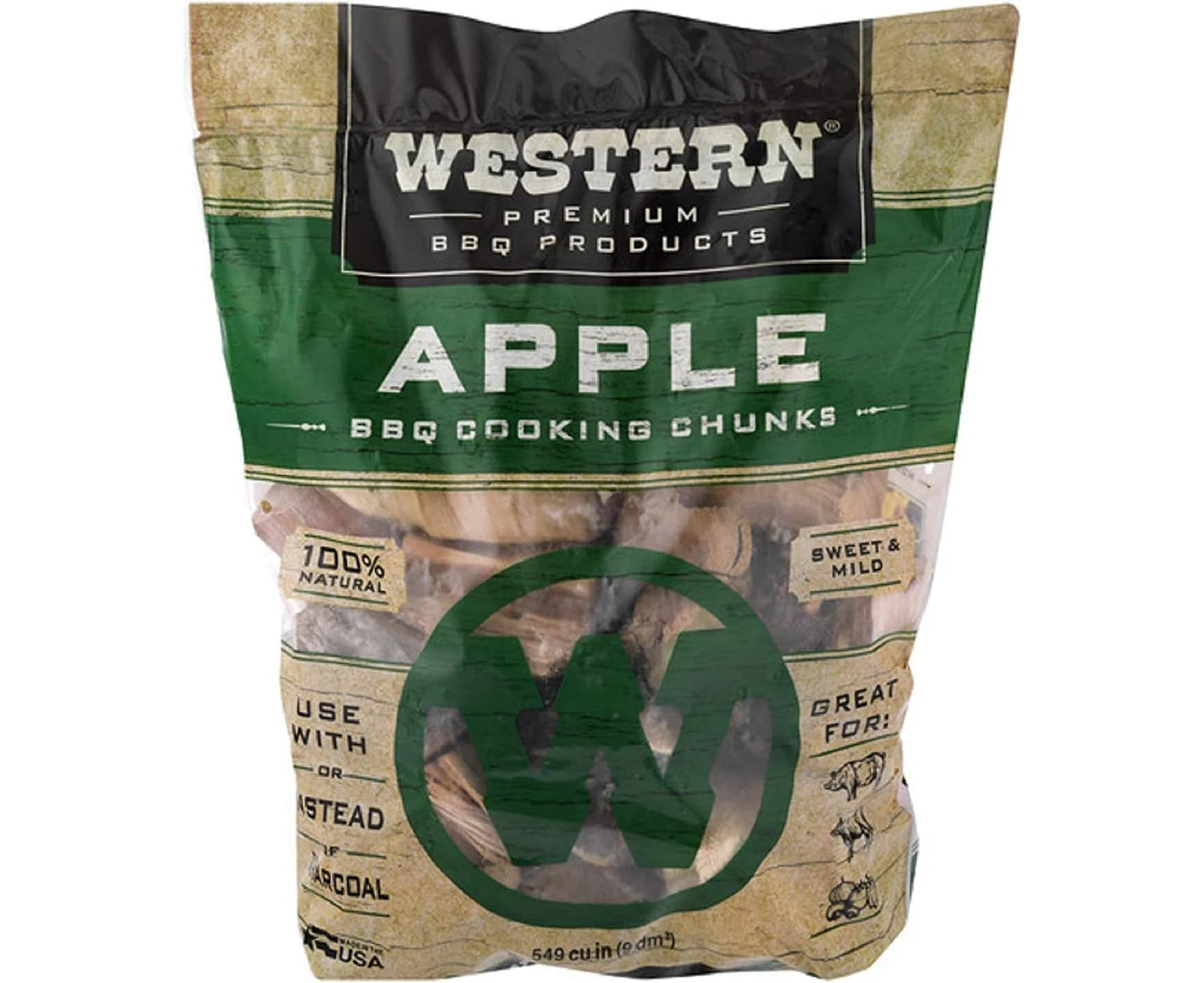 Western Apple BBQ Cooking Wood Chunks, 549 Cubic Inches