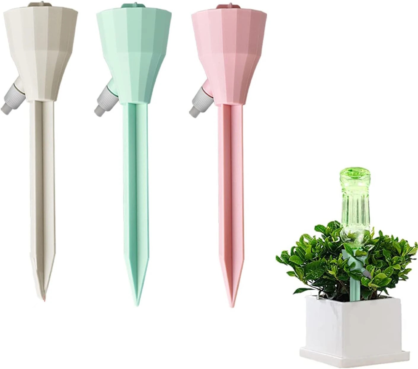 YQkangzhu Self Plant Watering Spikes, Auto Bottle Drippers Irrigation Devices, Vacation Automatic Plants Water System with Adjustable Waterer Slow Release