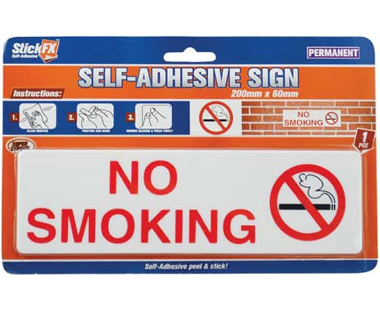 StickFX No Smoking Self Adhesive Sign, 20 cm x 6 cm Size