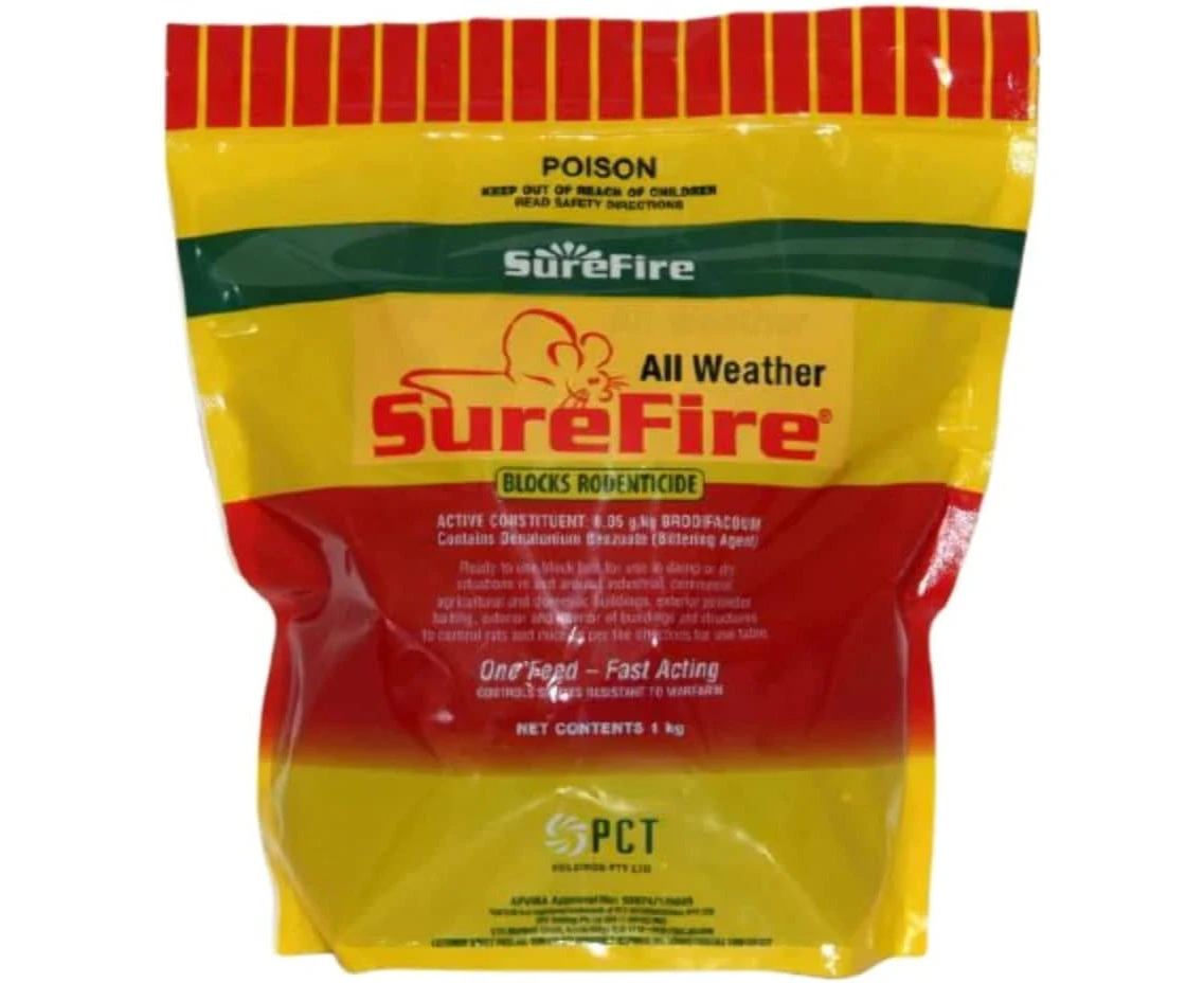 SureFire Brodifacoum All Weather Mouse and Rat Poison Bait Blocks 1 kg