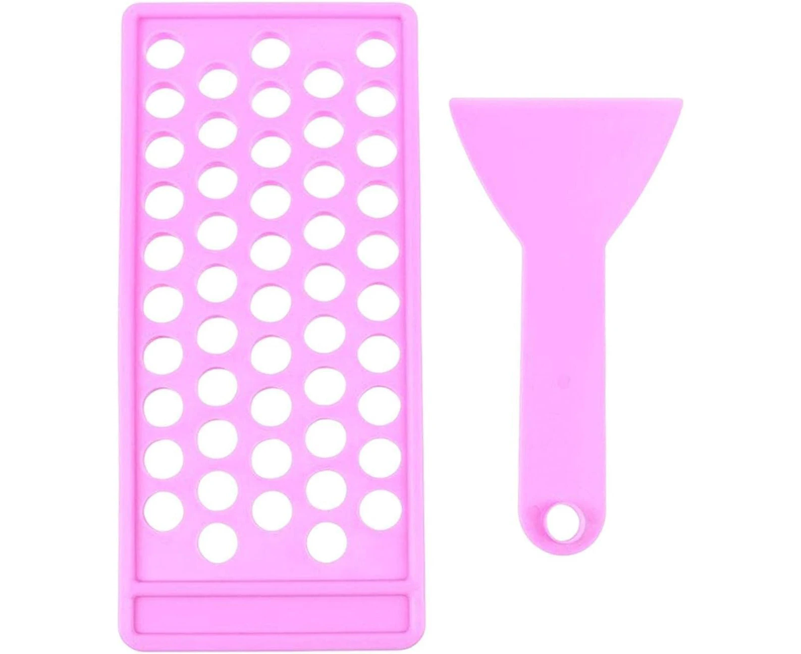 Lip Balm Tray and Spatula Set Portable Lipstick Holder Lip Balm Containers Lip Gloss Making Kit (Pink)